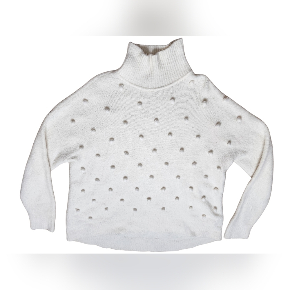 Cozy White Turtleneck Knit Sweater